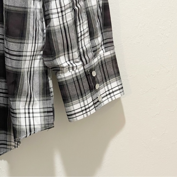 ELY CATTLEMAN Men’s Black White Plaid Pearl Snap Long Sleeve Western Shirt XXL - Picture 8 of 9